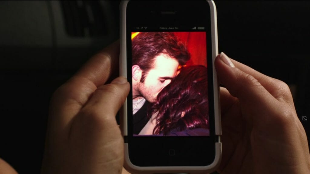 Screenshot of a picture of Sam and Mary making out